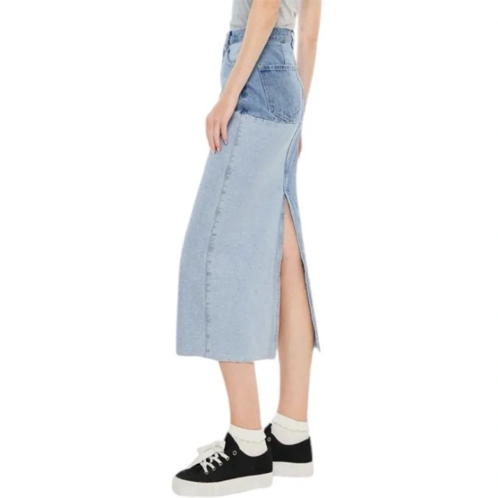 KanCan Color Block Denim MIDI Skirt Sz M - Picture 3 of 10